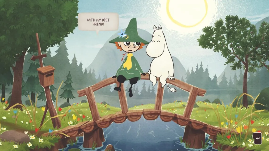 Snufkin amidst the beautiful scenery of Moominvalley