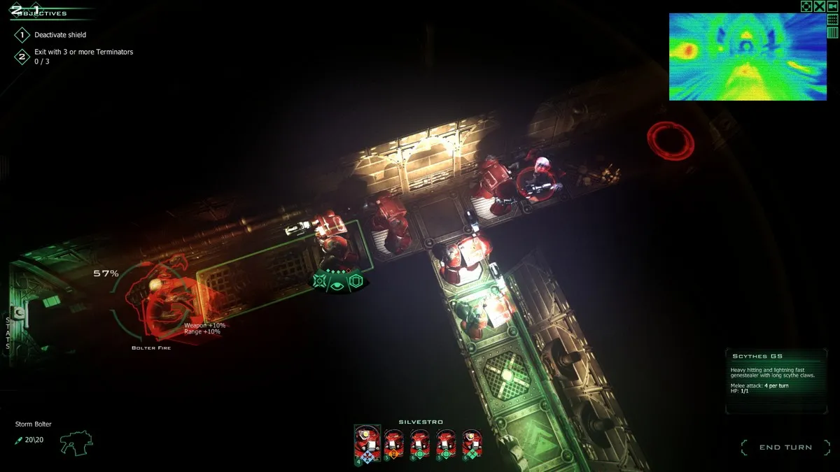Space Marine Terminators in a dark corridor