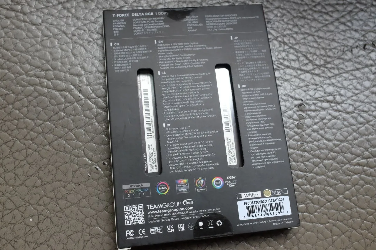 T-Force Delta RGB DDR5 6000MHz - Heatsink