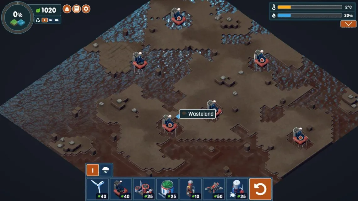 Terra Nil gameplay focusing on rebuilding water resources.