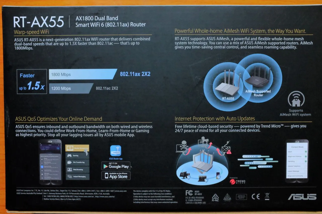 The ASUS RT-AX55 features a clean white design with four antennas.