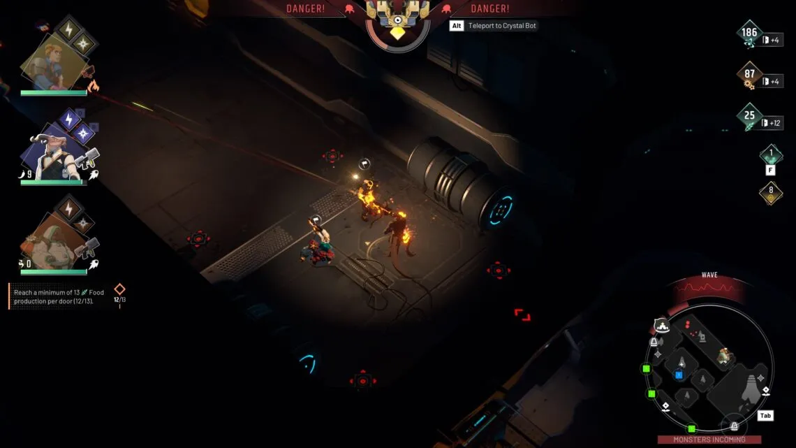 The Crystal Bot surrounded by enemies in Endless Dungeon