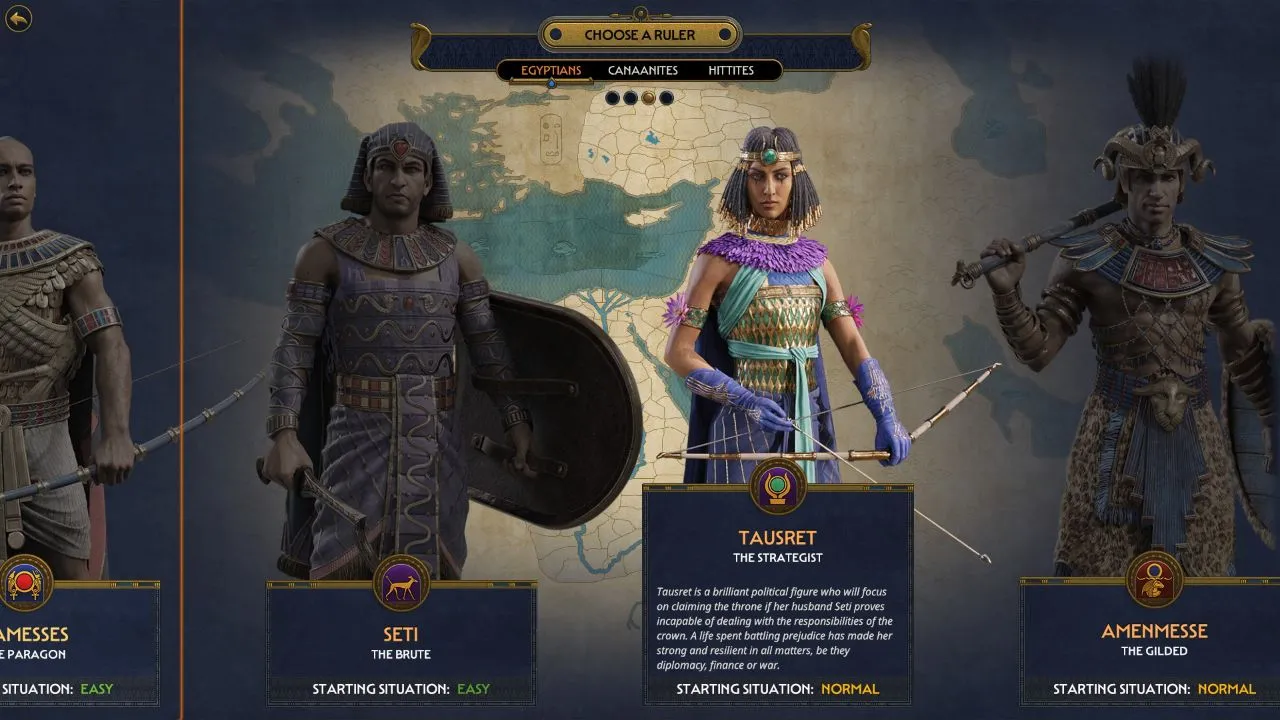 The intricate campaign map of Total War: PHARAOH