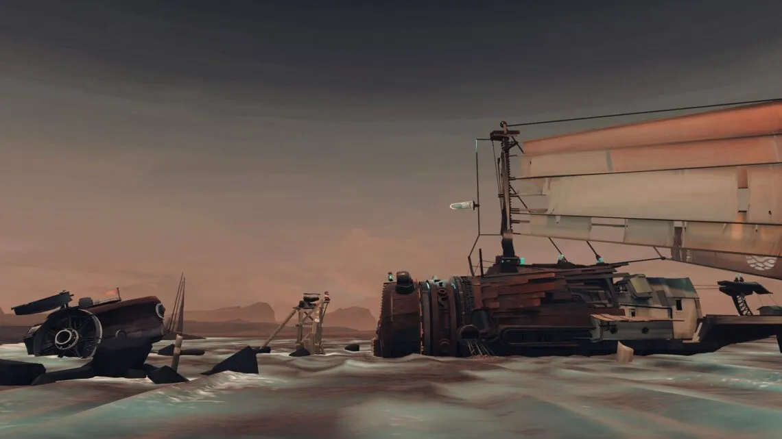 The protagonist looks out at the flooded world in FAR: Changing Tides