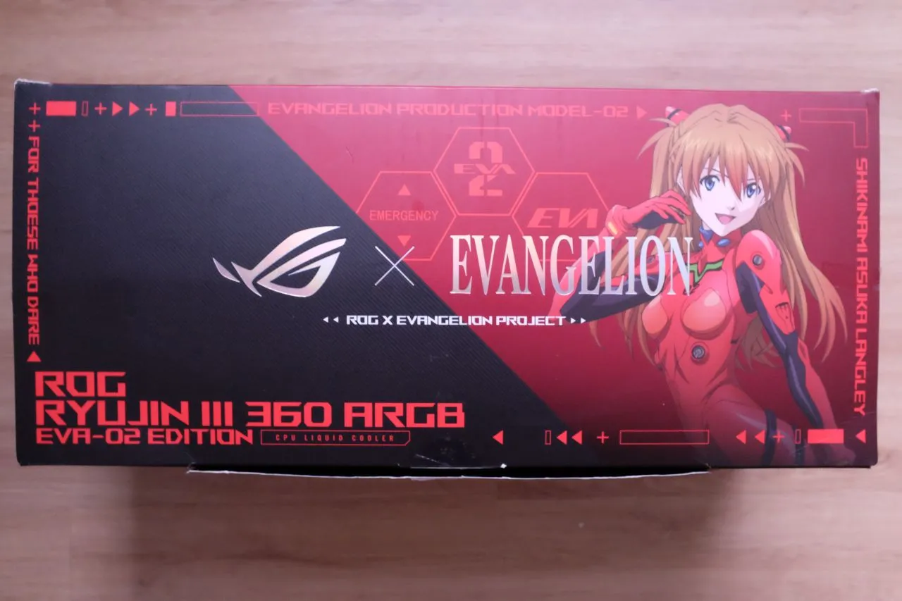 The ROG RYUJIN III's radiator features subtle Evangelion branding.