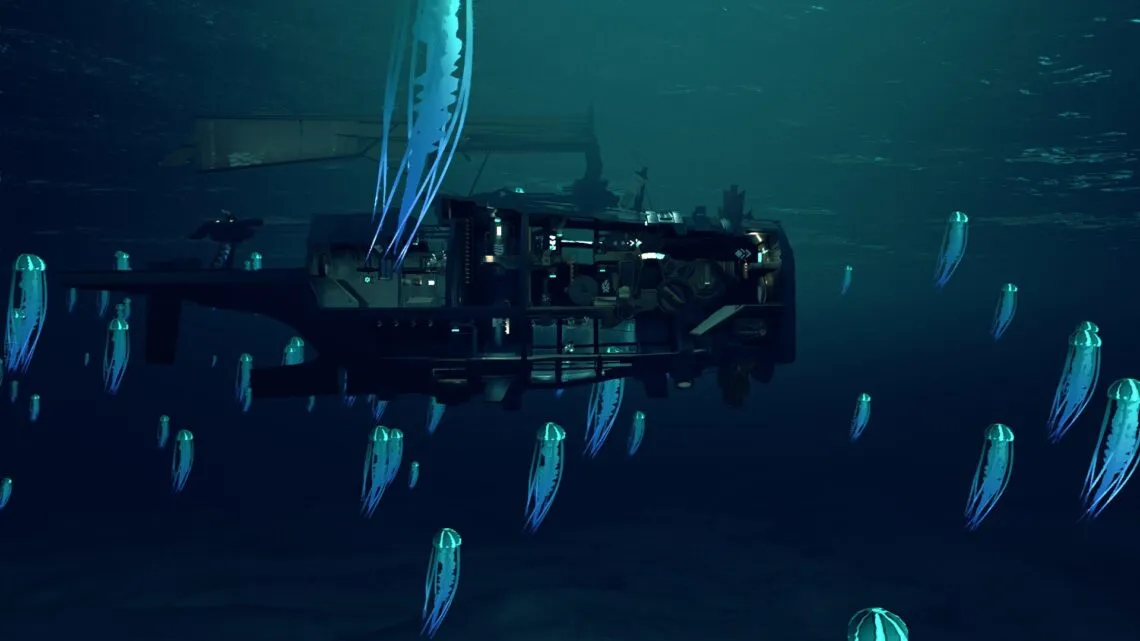 The ship navigates through a variety of environments in FAR: Changing Tides