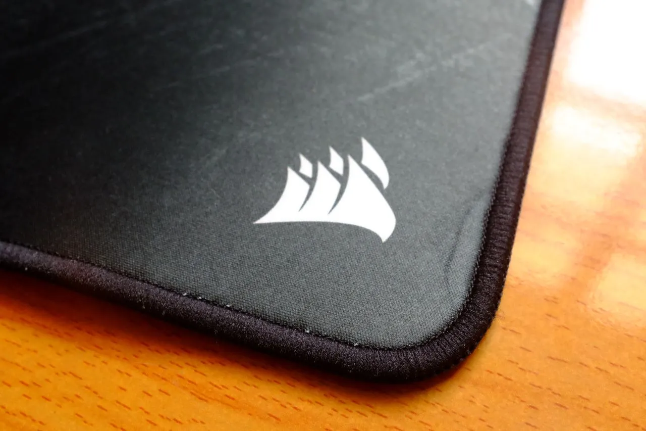 The stitched edges of the Corsair MM350 Pro.